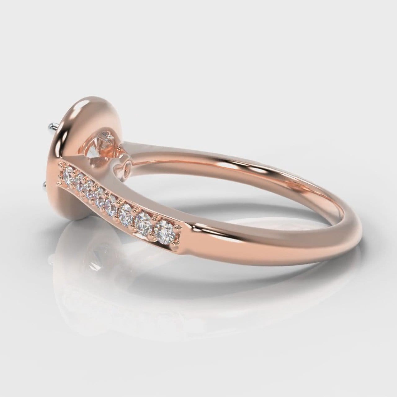 Pavé Round Brilliant Diamond Halo Engagement Ring - Rose Gold