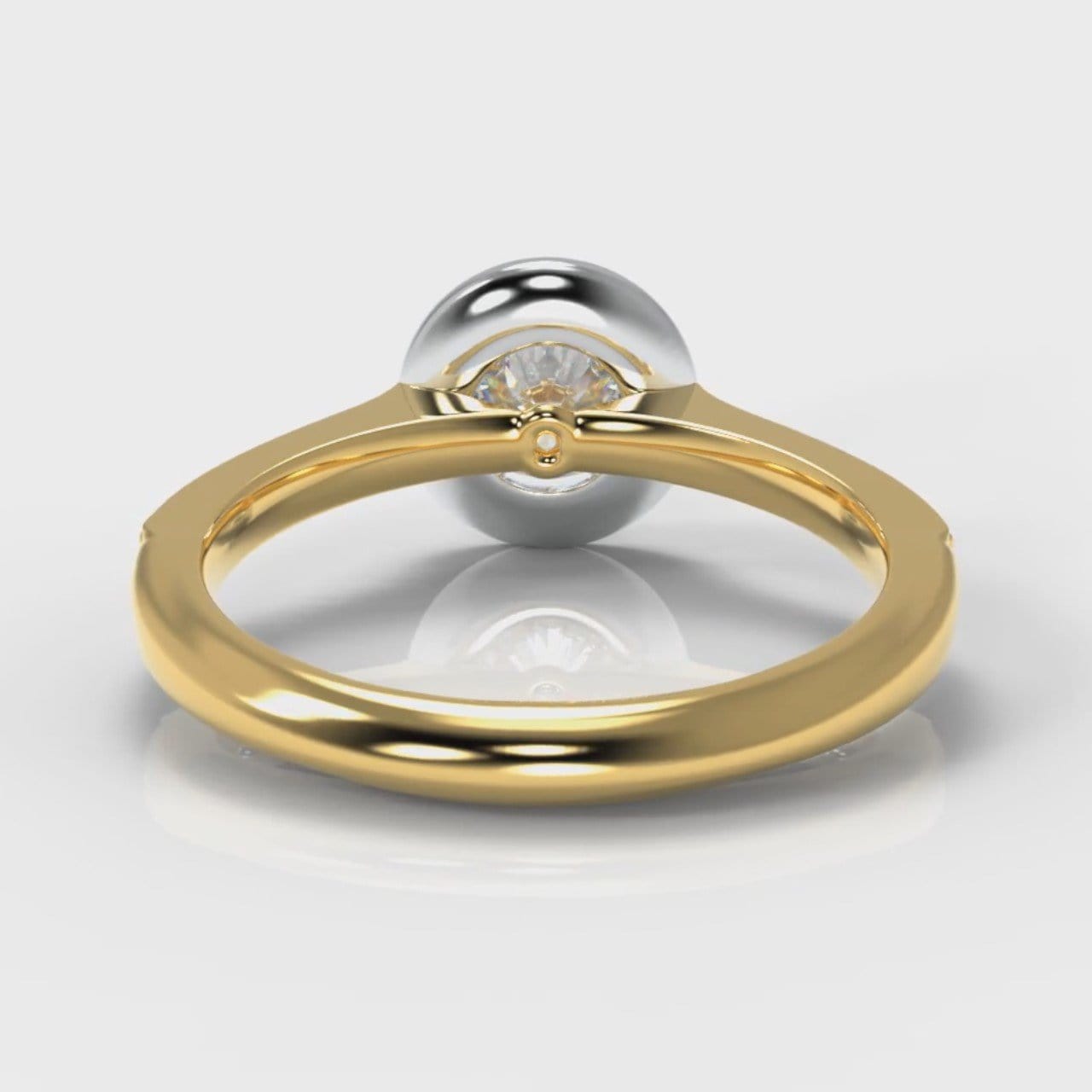 Pavé Round Brilliant Diamond Halo Engagement Ring - Two Tone Yellow Gold