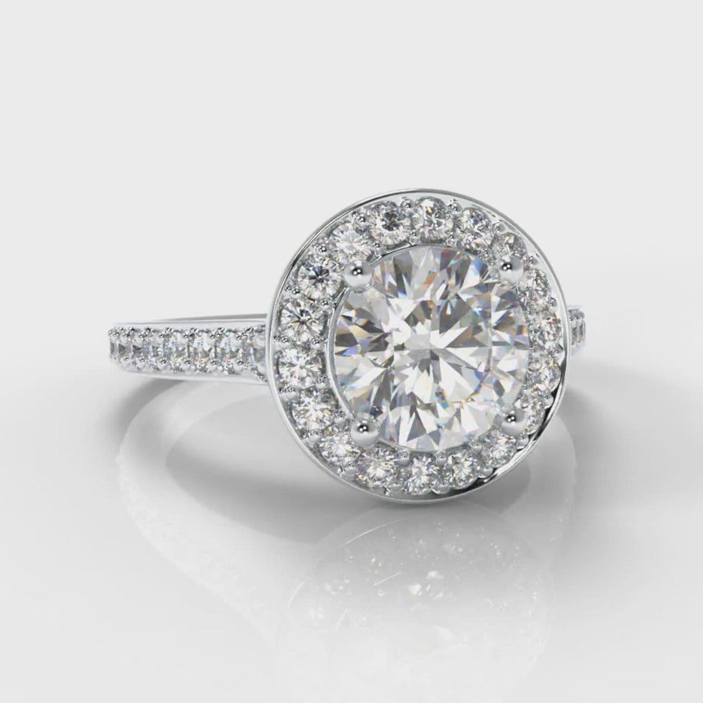 Pavé Round Brilliant Diamond Halo Engagement Ring