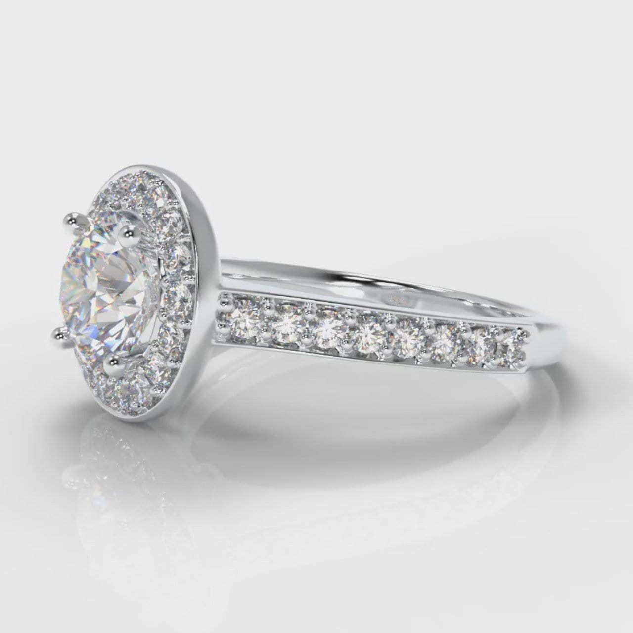 Pavé Round Brilliant Diamond Halo Engagement Ring