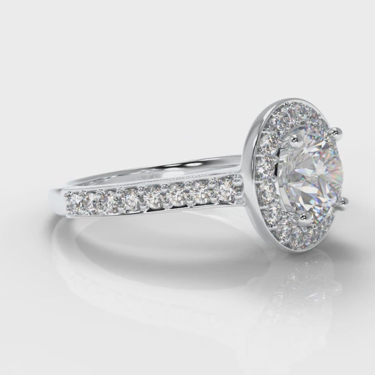 Pavé Round Brilliant Diamond Halo Engagement Ring