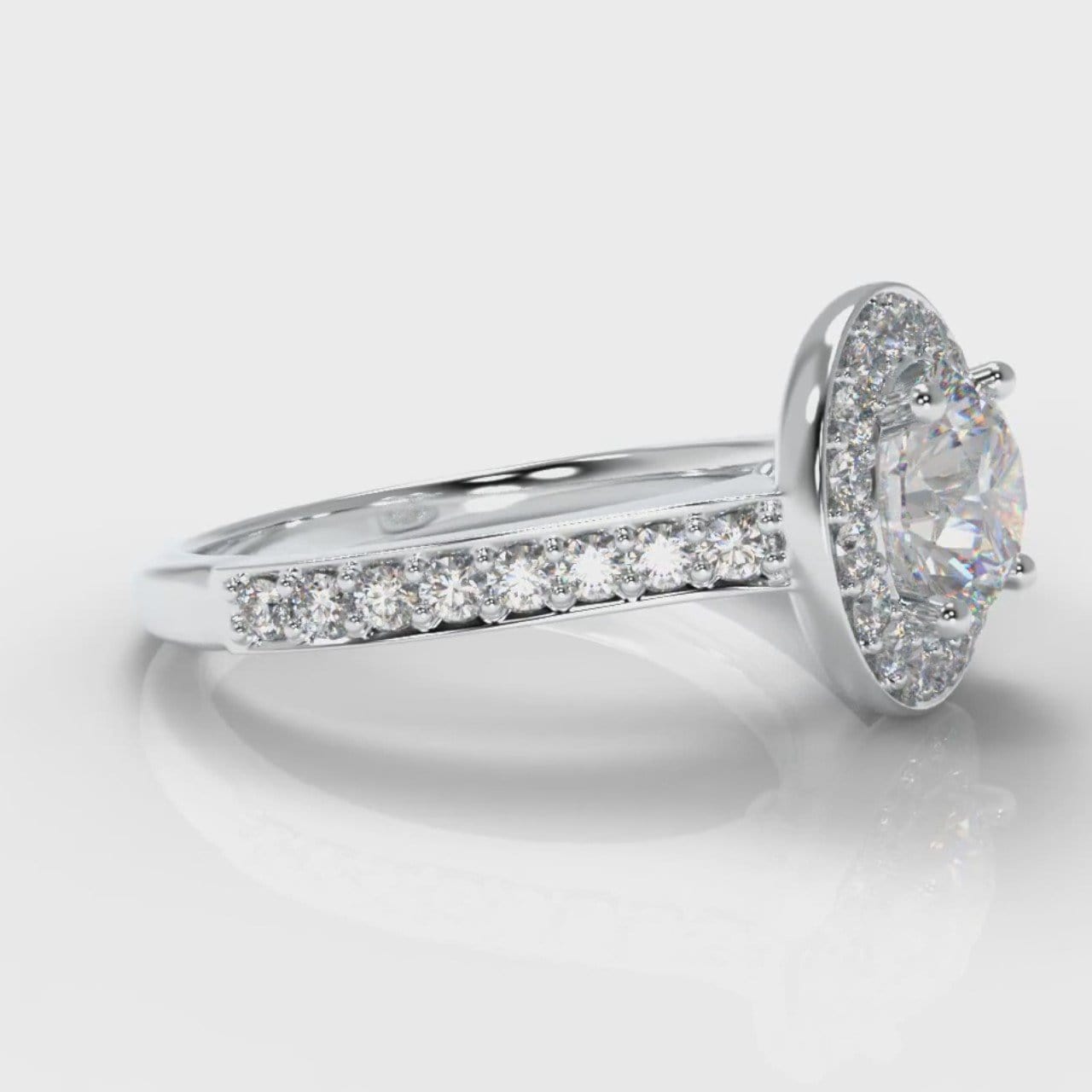 Pavé Round Brilliant Diamond Halo Engagement Ring