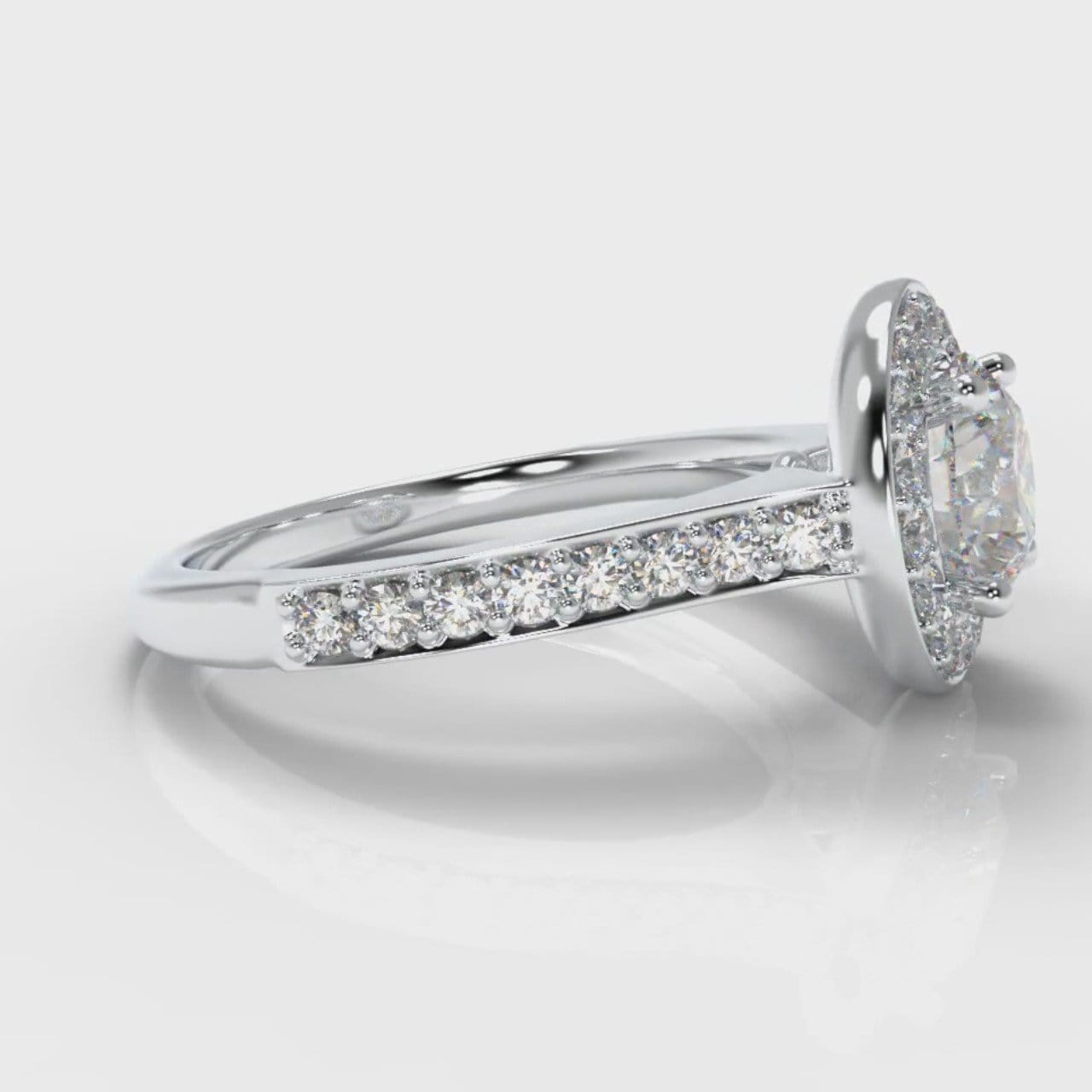 Pavé Round Brilliant Diamond Halo Engagement Ring