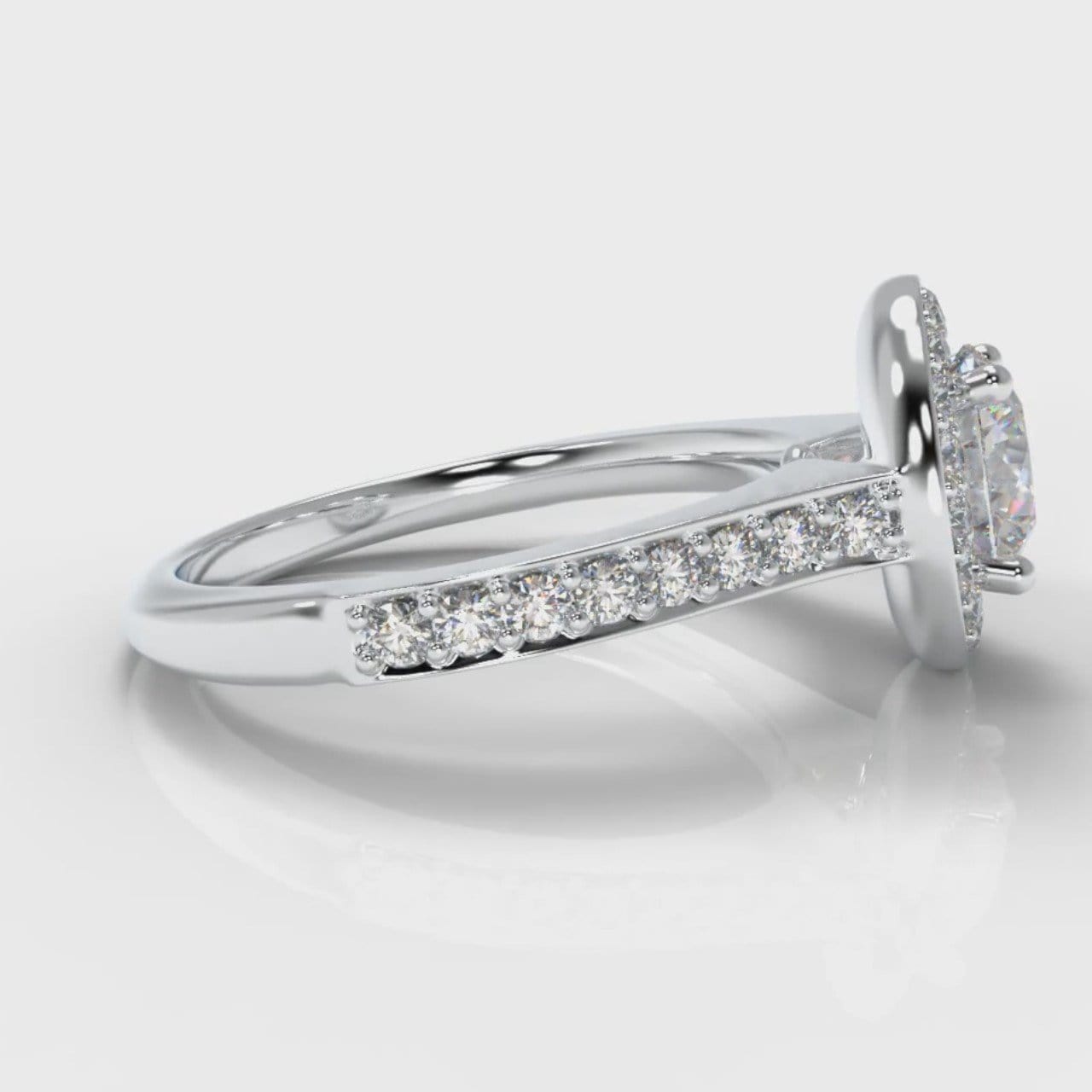 Pavé Round Brilliant Diamond Halo Engagement Ring