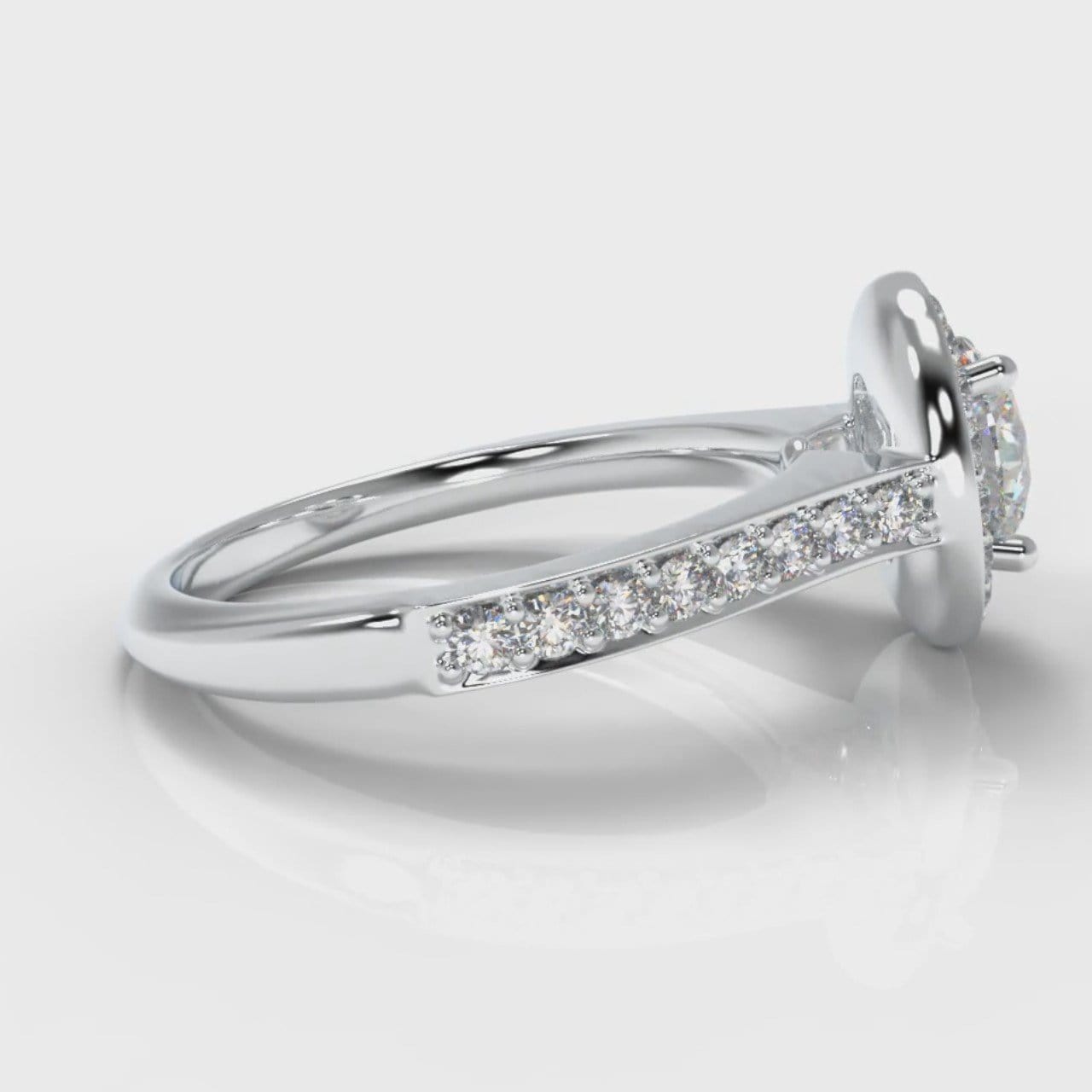 Pavé Round Brilliant Diamond Halo Engagement Ring