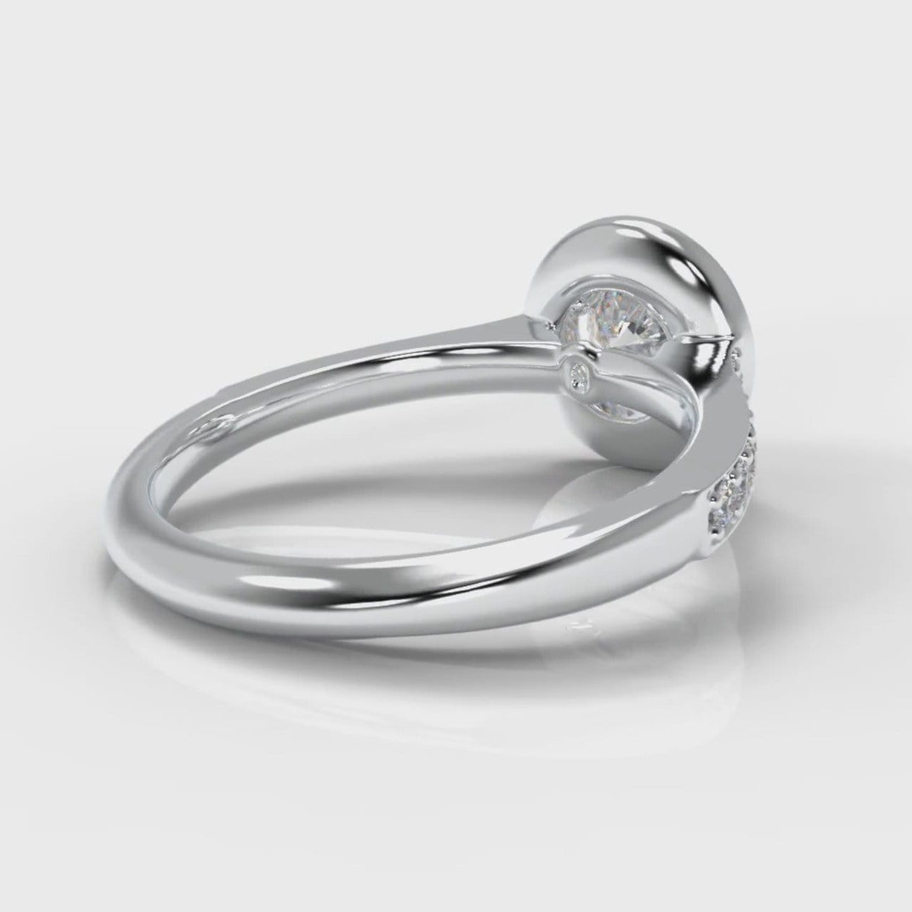 Pavé Round Brilliant Diamond Halo Engagement Ring