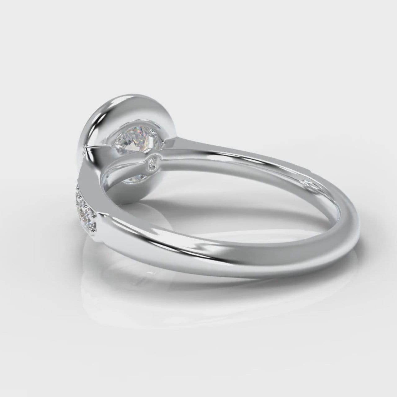 Pavé Round Brilliant Diamond Halo Engagement Ring