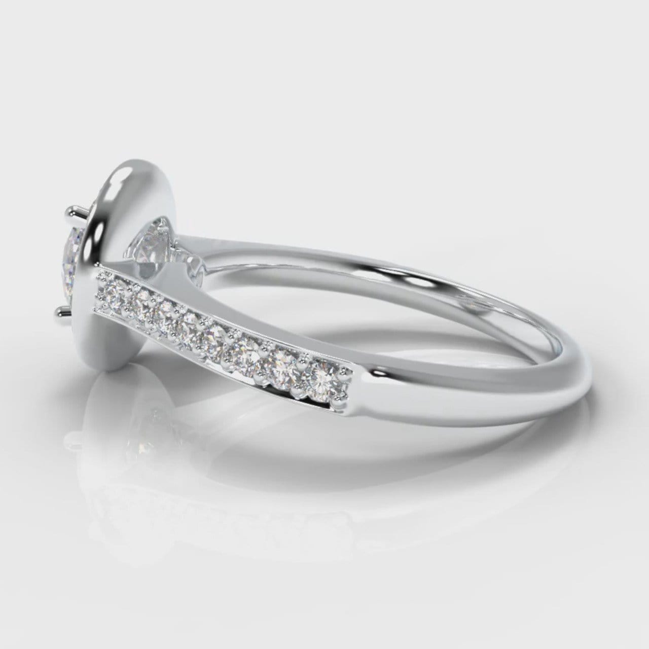 Pavé Round Brilliant Diamond Halo Engagement Ring