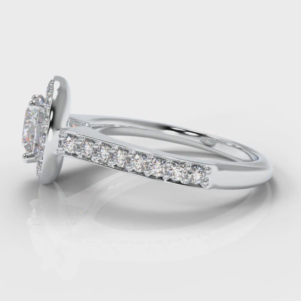 Pavé Round Brilliant Diamond Halo Engagement Ring