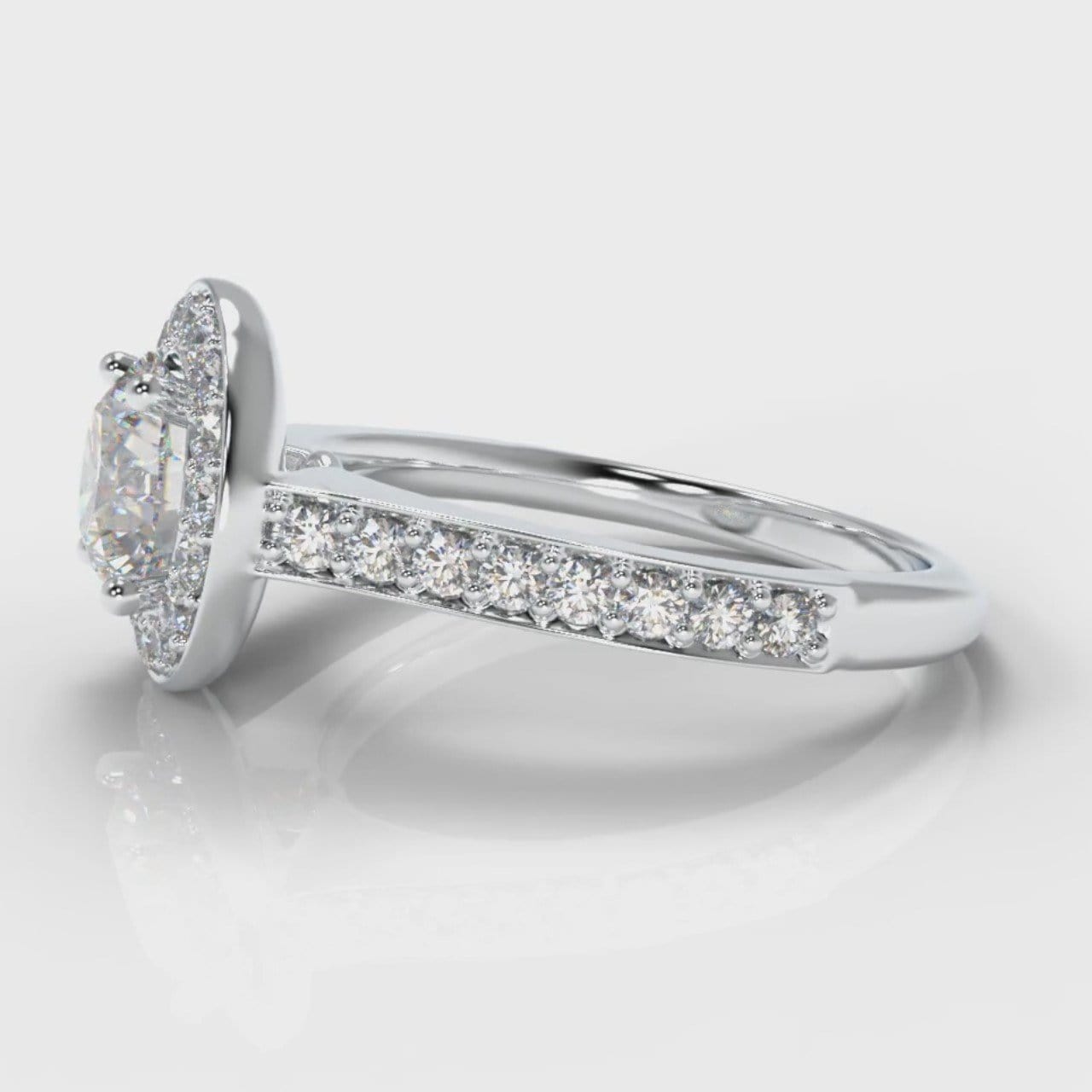 Pavé Round Brilliant Diamond Halo Engagement Ring