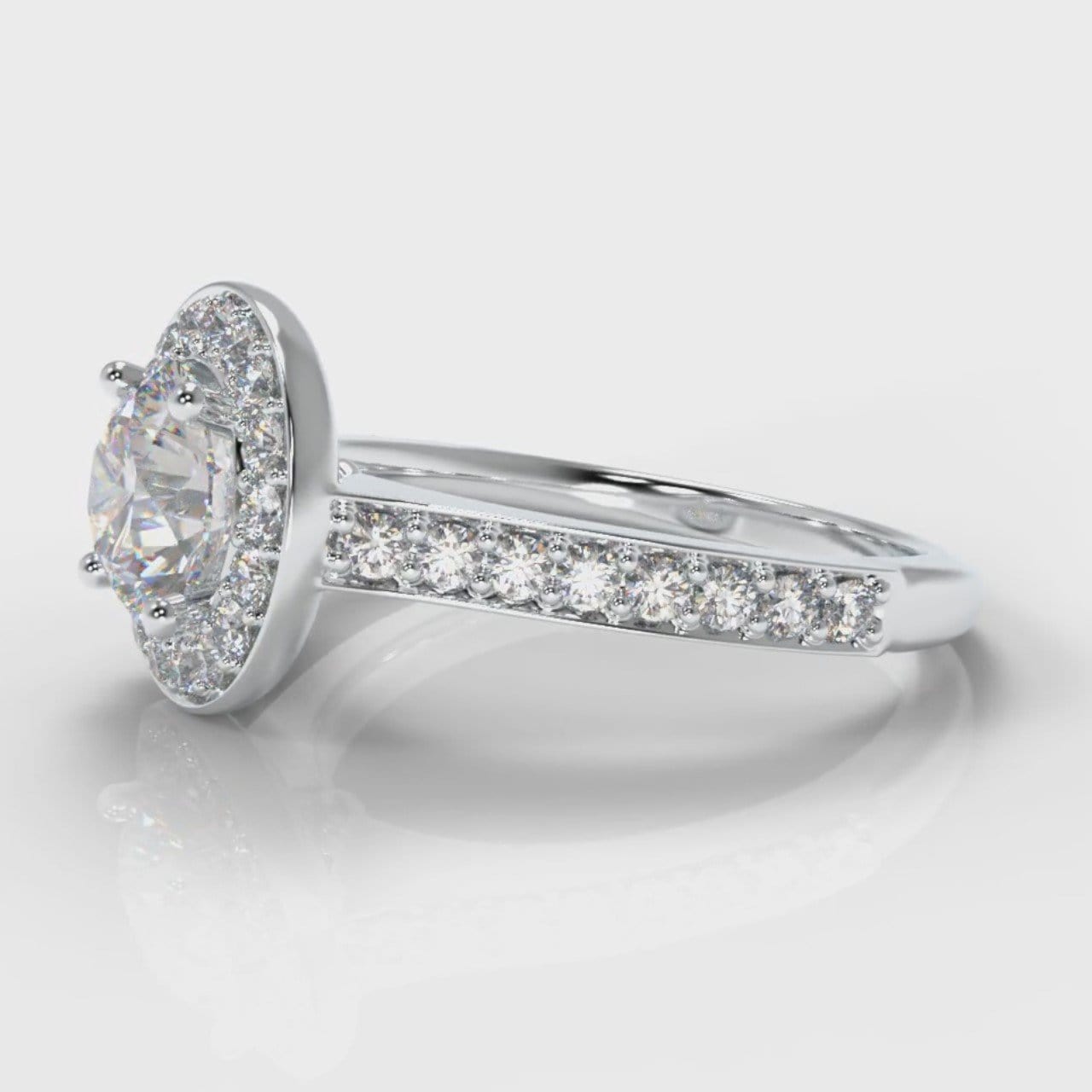 Pavé Round Brilliant Diamond Halo Engagement Ring