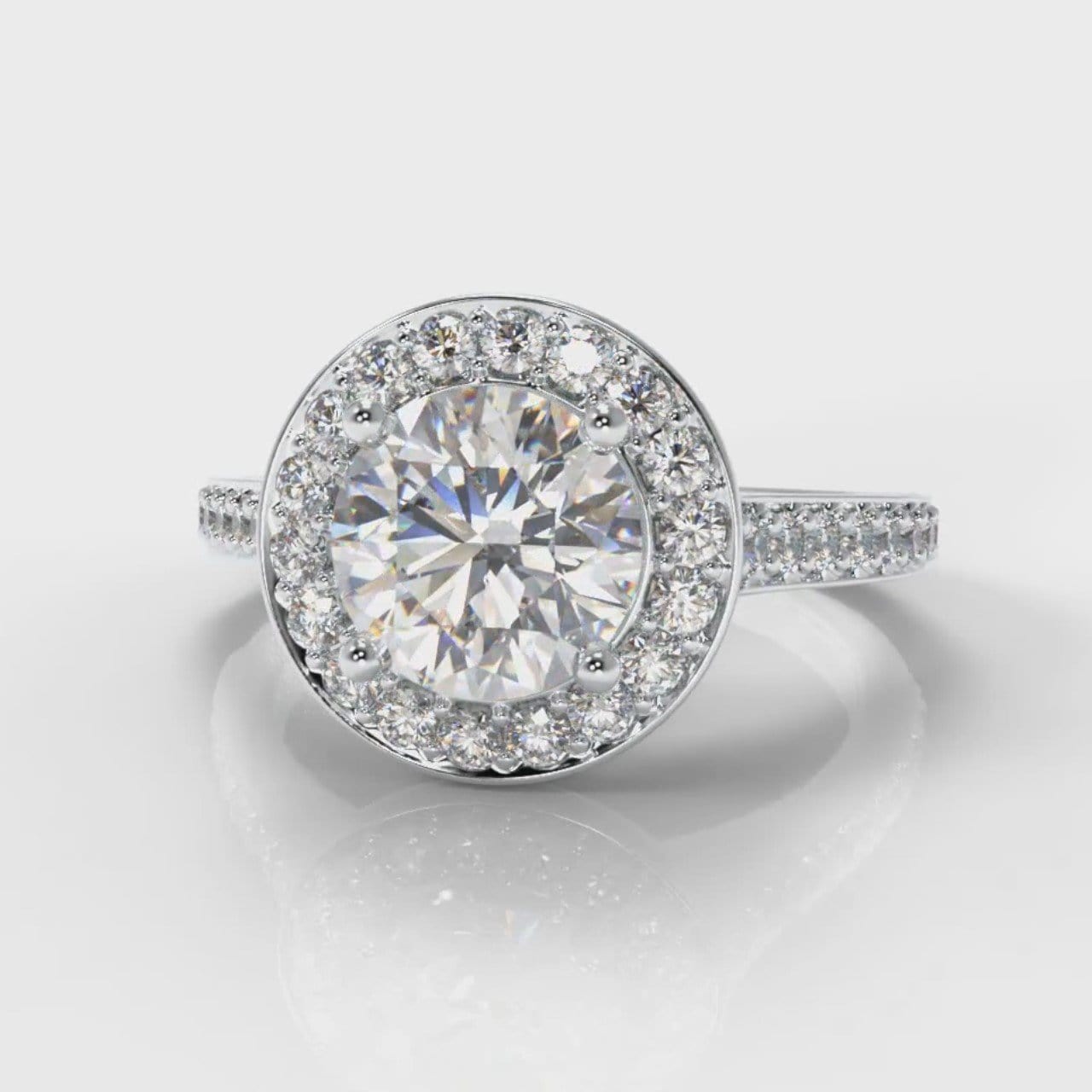 Pavé Round Brilliant Diamond Halo Engagement Ring