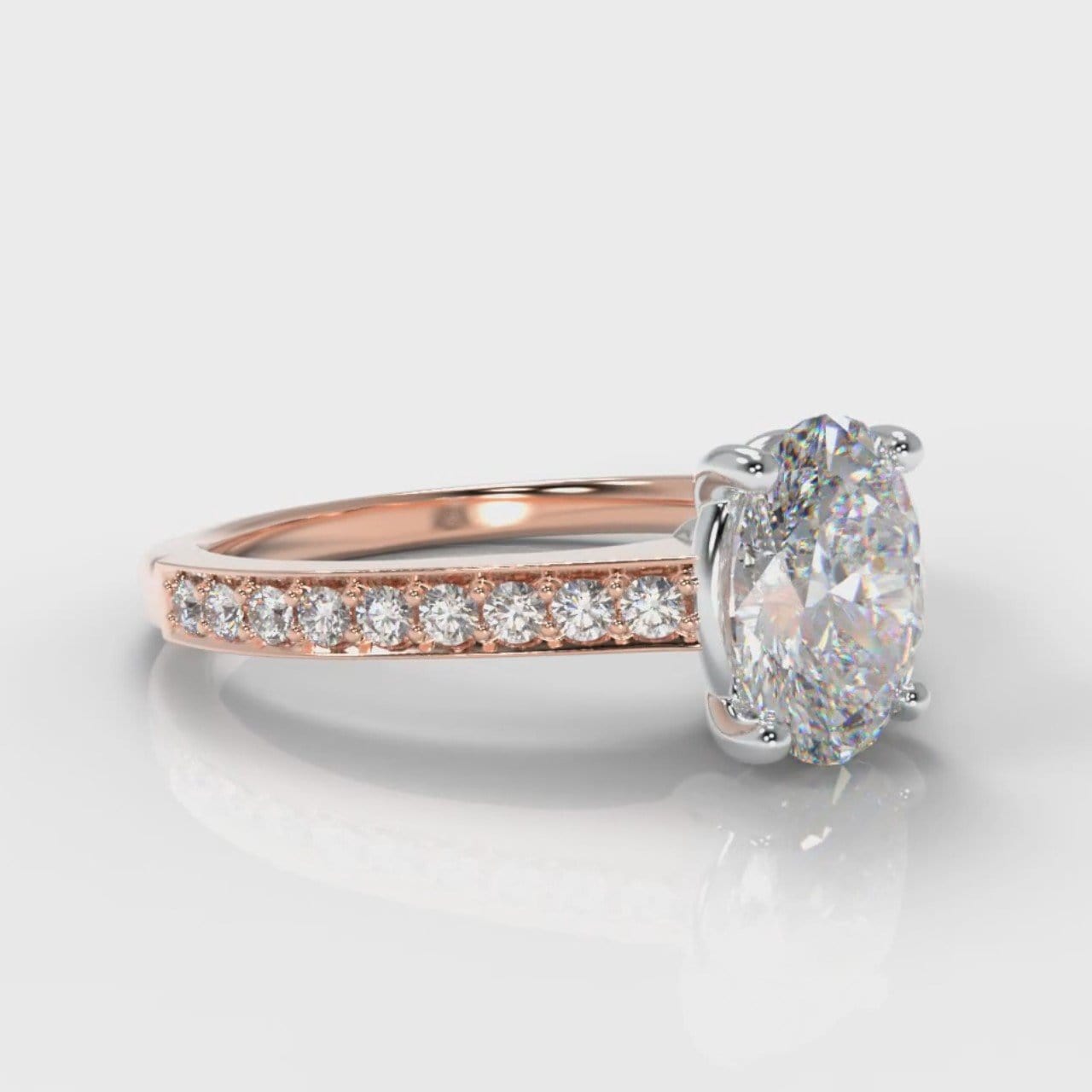 Pavé Oval Diamond Engagement Ring - Rose Gold