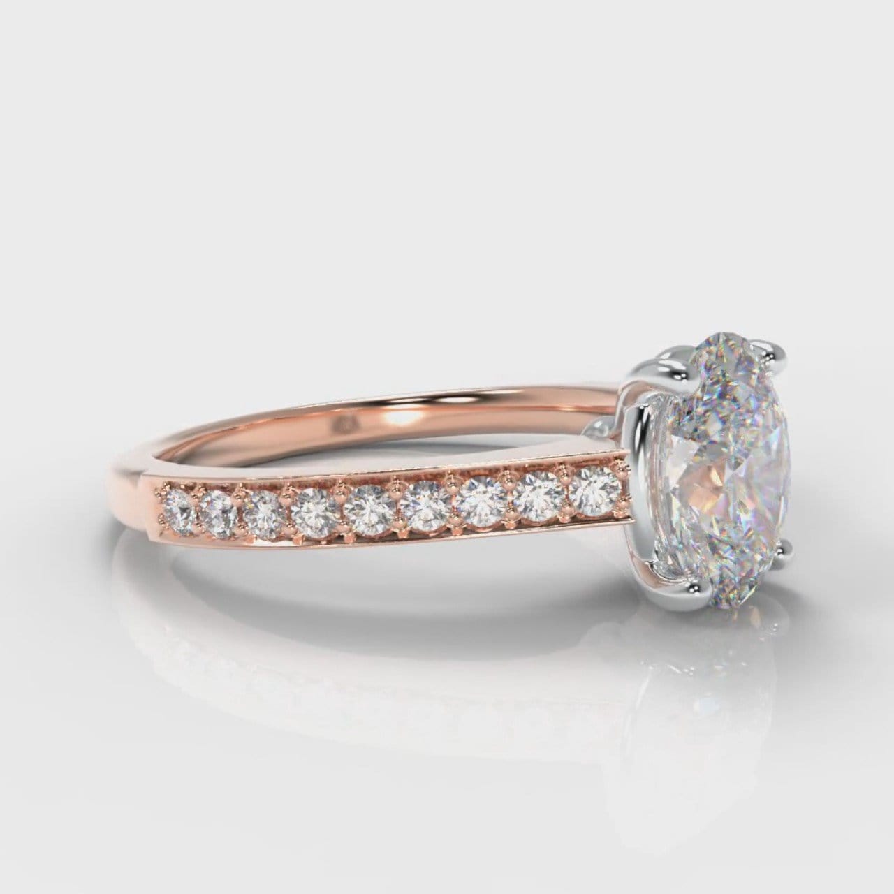 Pavé Oval Diamond Engagement Ring - Rose Gold