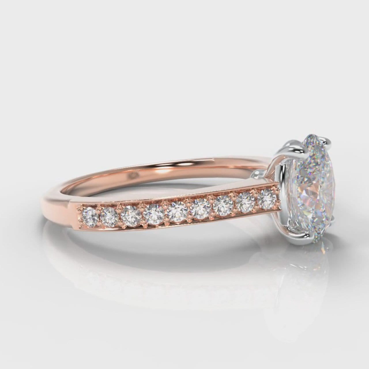 Pavé Oval Diamond Engagement Ring - Rose Gold