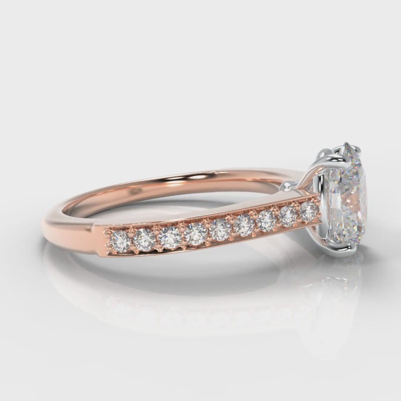 Pavé Oval Diamond Engagement Ring - Rose Gold