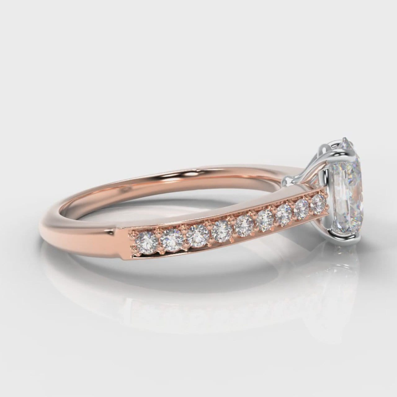 Pavé Oval Diamond Engagement Ring - Rose Gold
