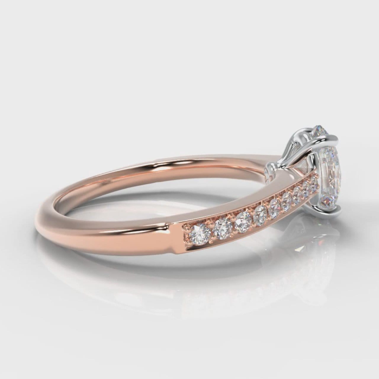 Pavé Oval Diamond Engagement Ring - Rose Gold