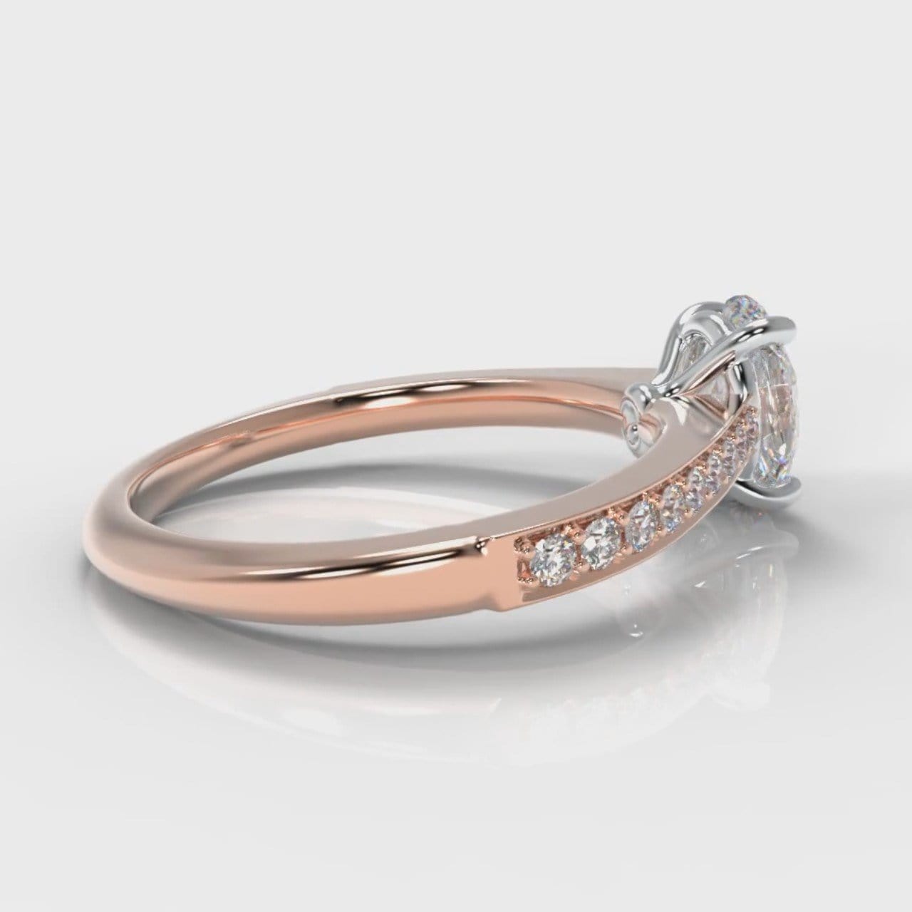 Pavé Oval Diamond Engagement Ring - Rose Gold