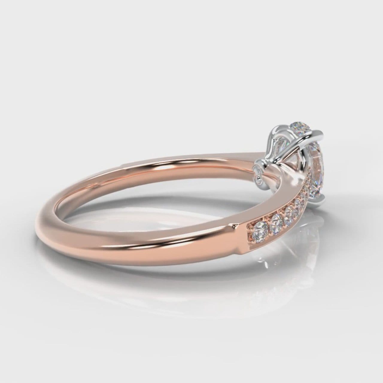 Pavé Oval Diamond Engagement Ring - Rose Gold