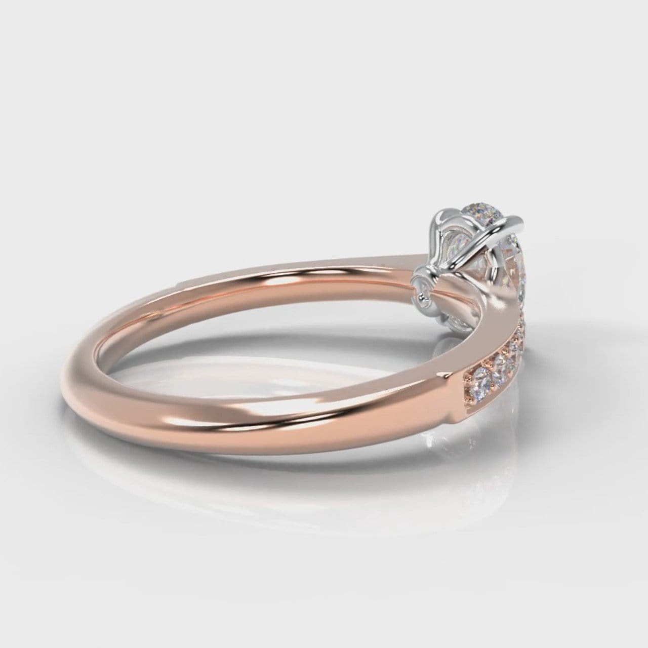 Pavé Oval Diamond Engagement Ring - Rose Gold