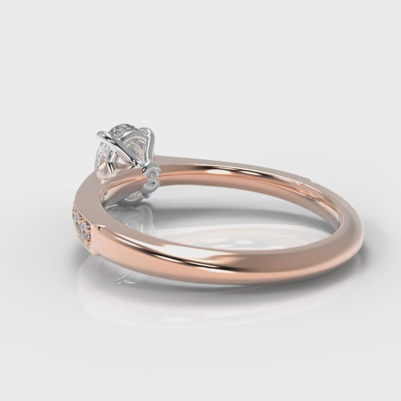 Pavé Oval Diamond Engagement Ring - Rose Gold