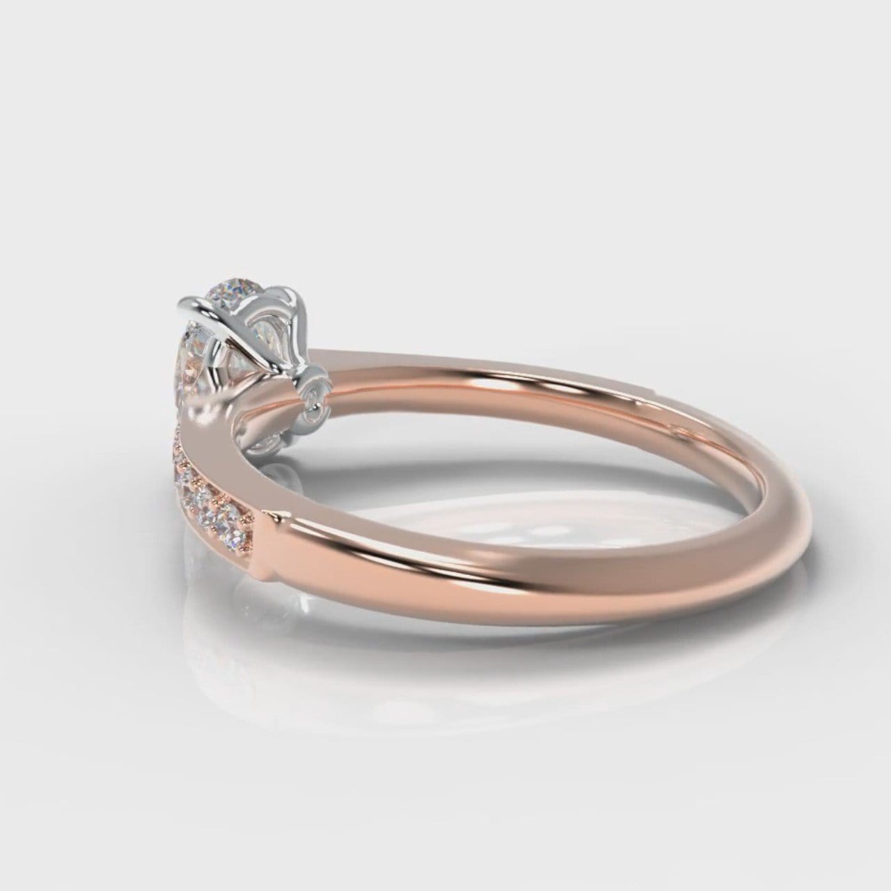 Pavé Oval Diamond Engagement Ring - Rose Gold