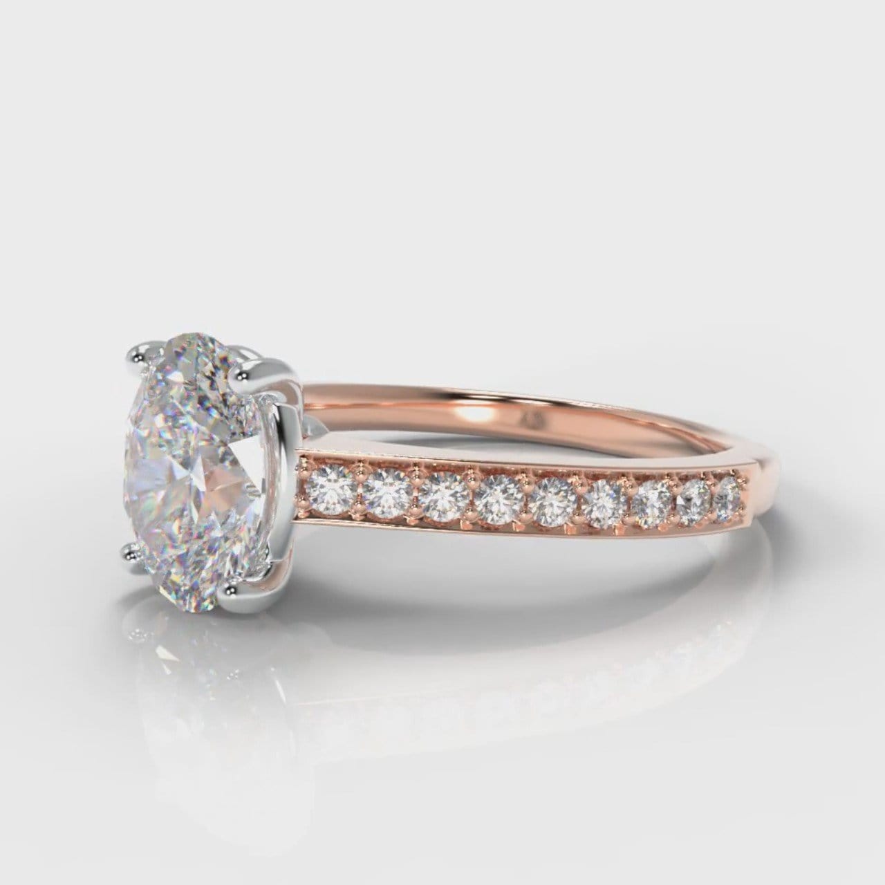 Pavé Oval Diamond Engagement Ring - Rose Gold