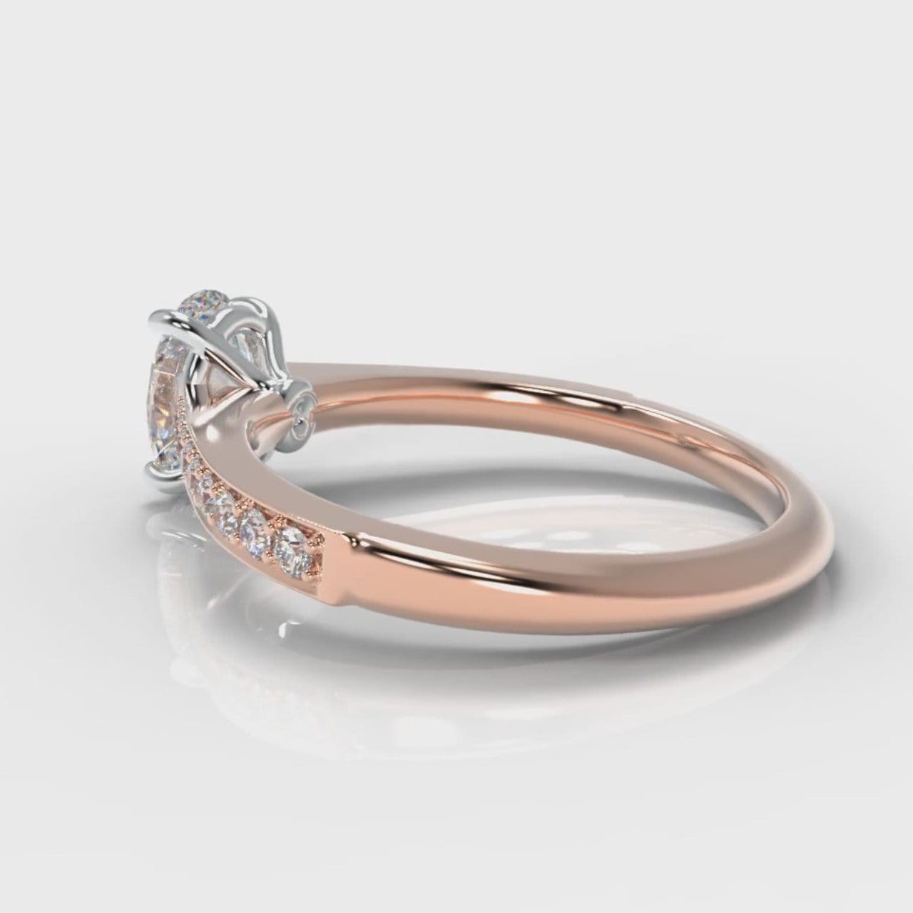 Pavé Oval Diamond Engagement Ring - Rose Gold