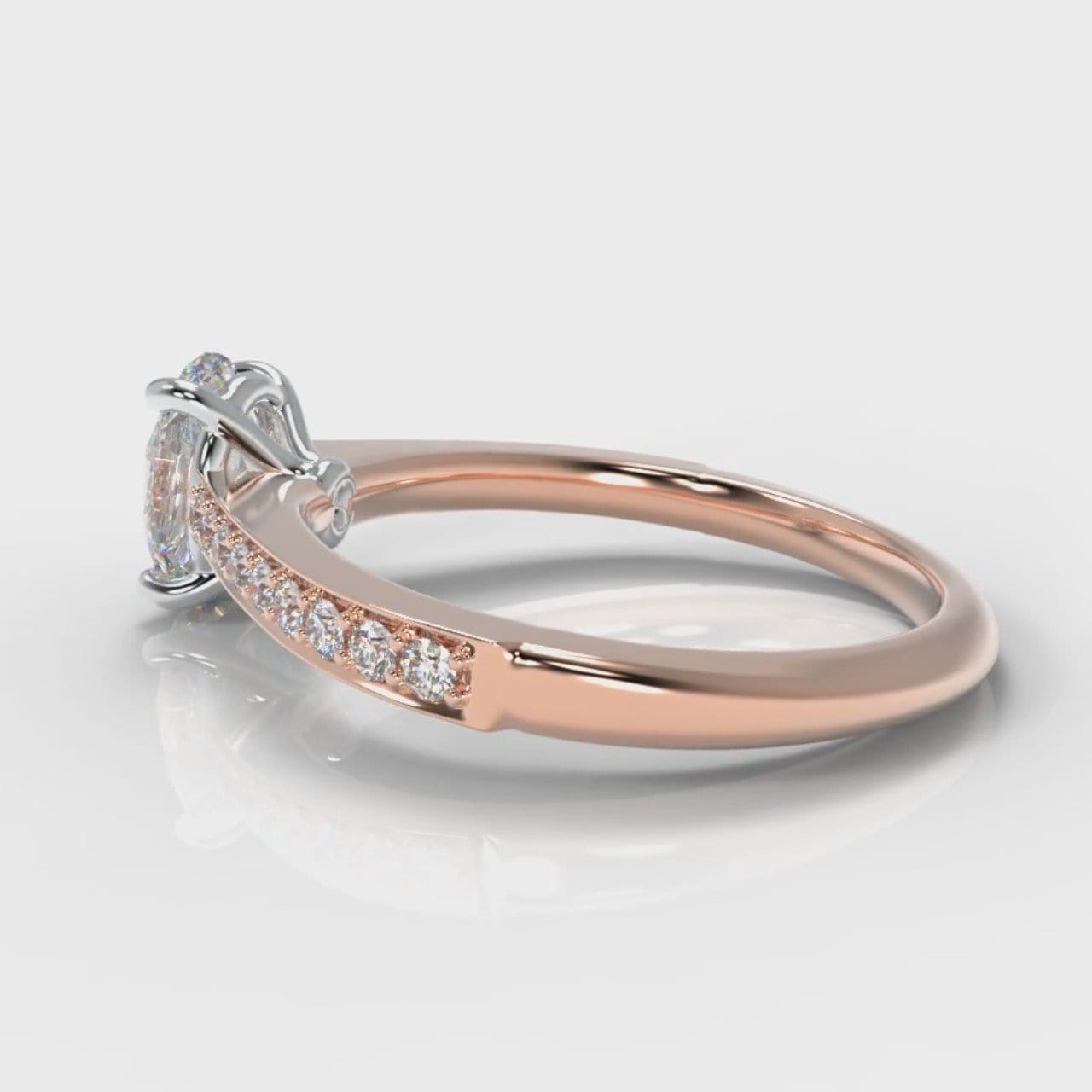 Pavé Oval Diamond Engagement Ring - Rose Gold