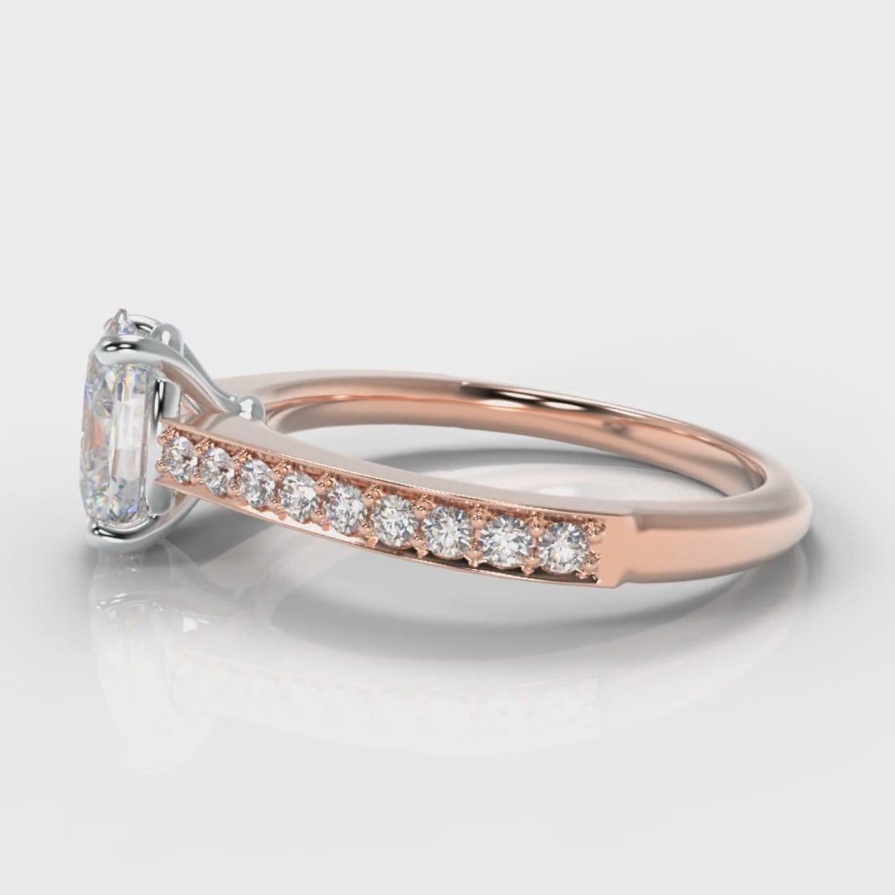 Pavé Oval Diamond Engagement Ring - Rose Gold