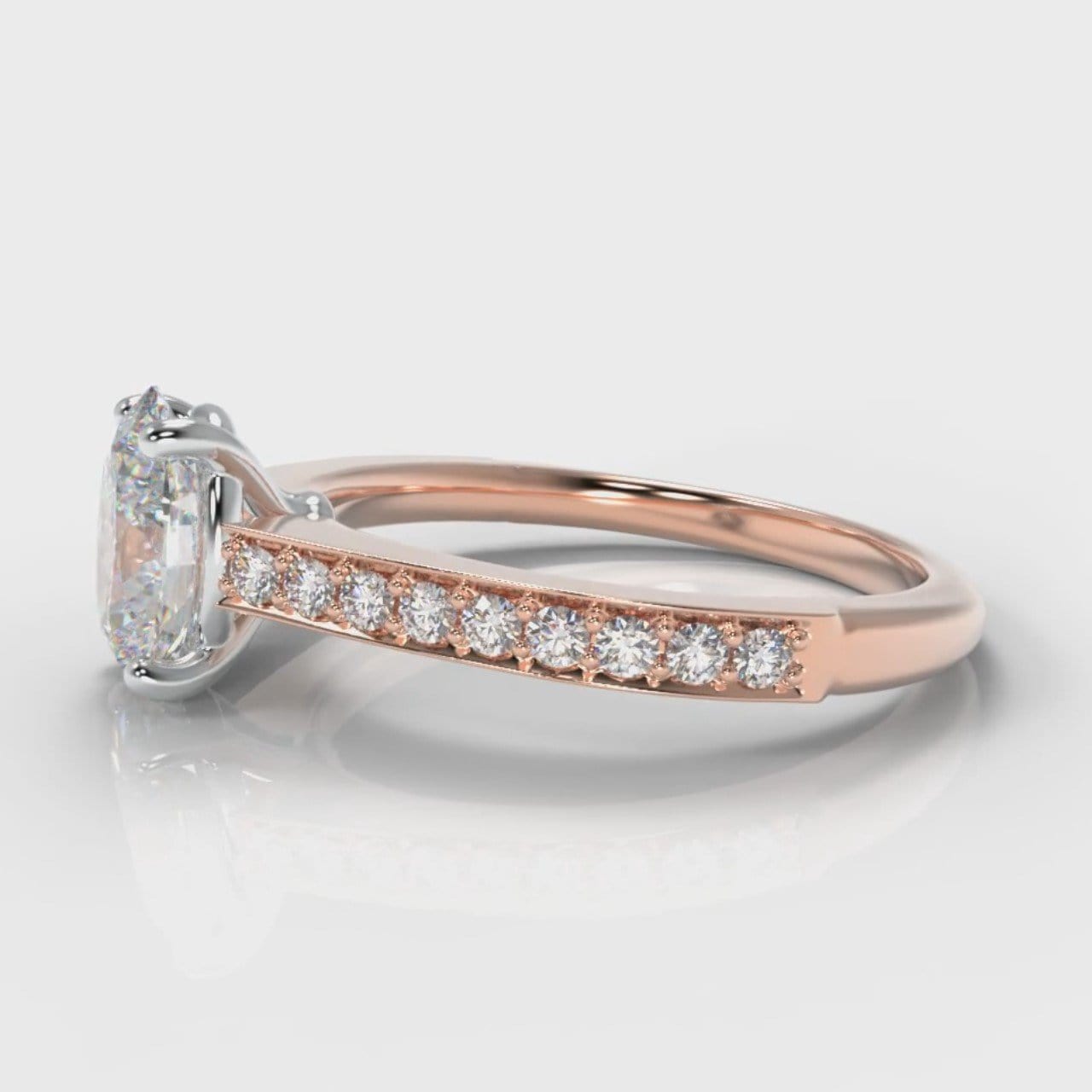 Pavé Oval Diamond Engagement Ring - Rose Gold