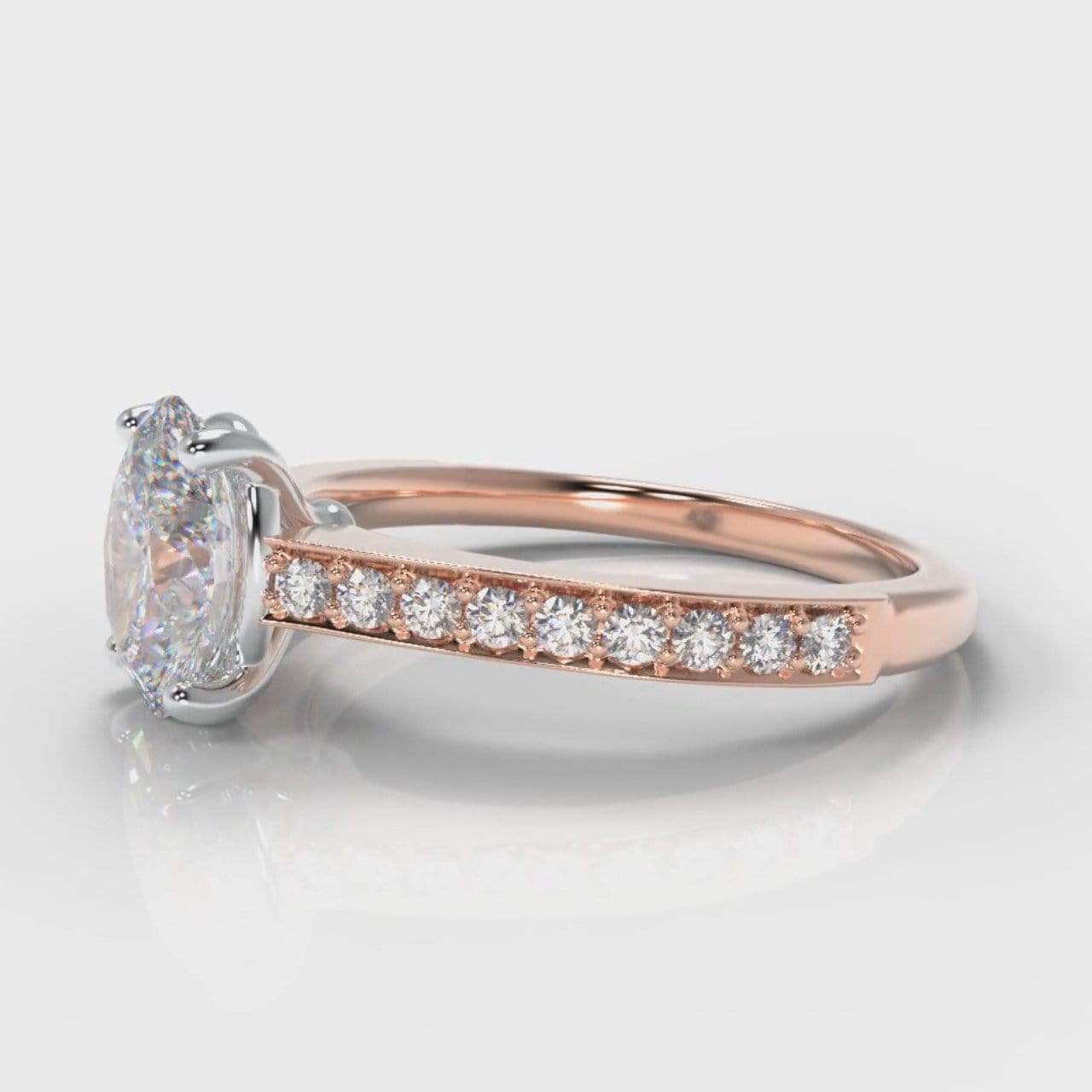 Pavé Oval Diamond Engagement Ring - Rose Gold