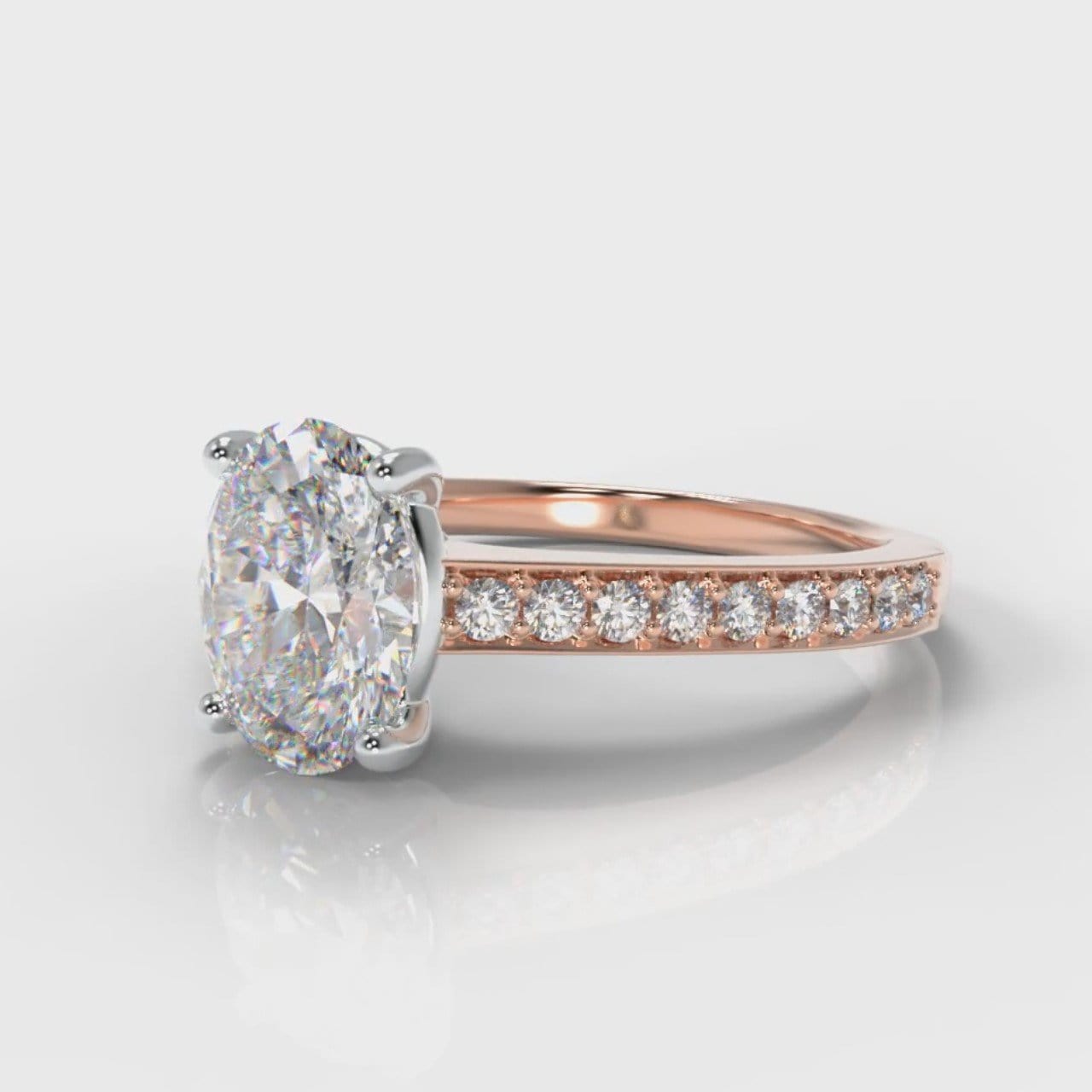 Pavé Oval Diamond Engagement Ring - Rose Gold