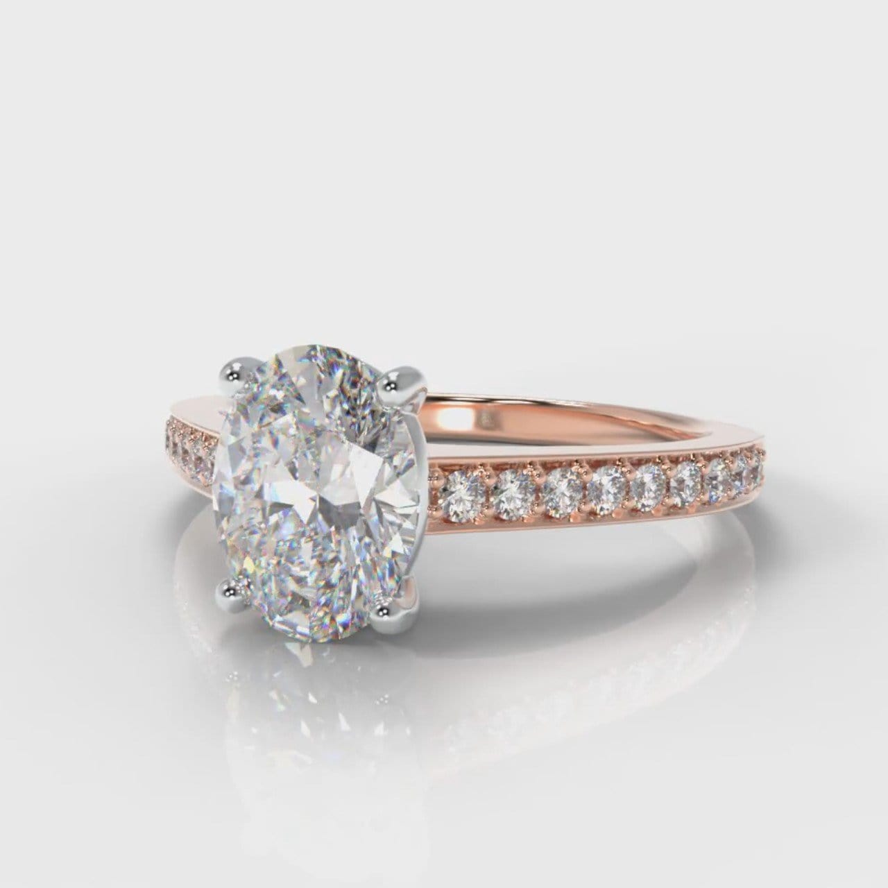 Pavé Oval Diamond Engagement Ring - Rose Gold