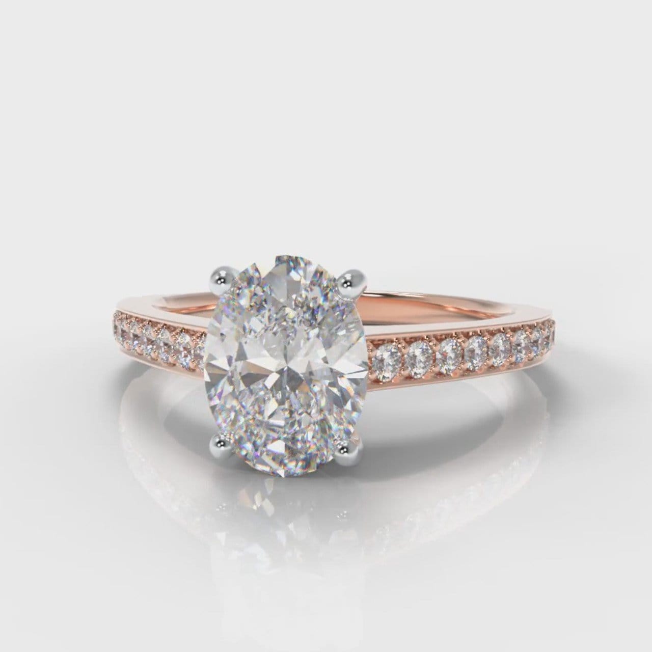 Pavé Oval Diamond Engagement Ring - Rose Gold