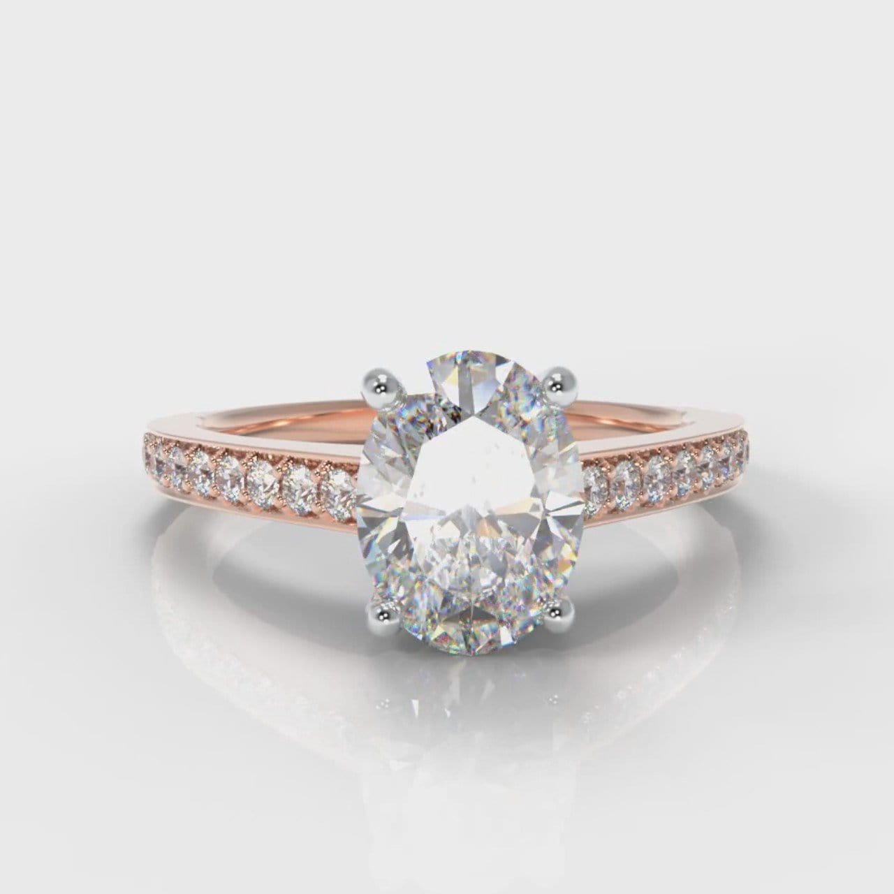Pavé Oval Diamond Engagement Ring - Rose Gold