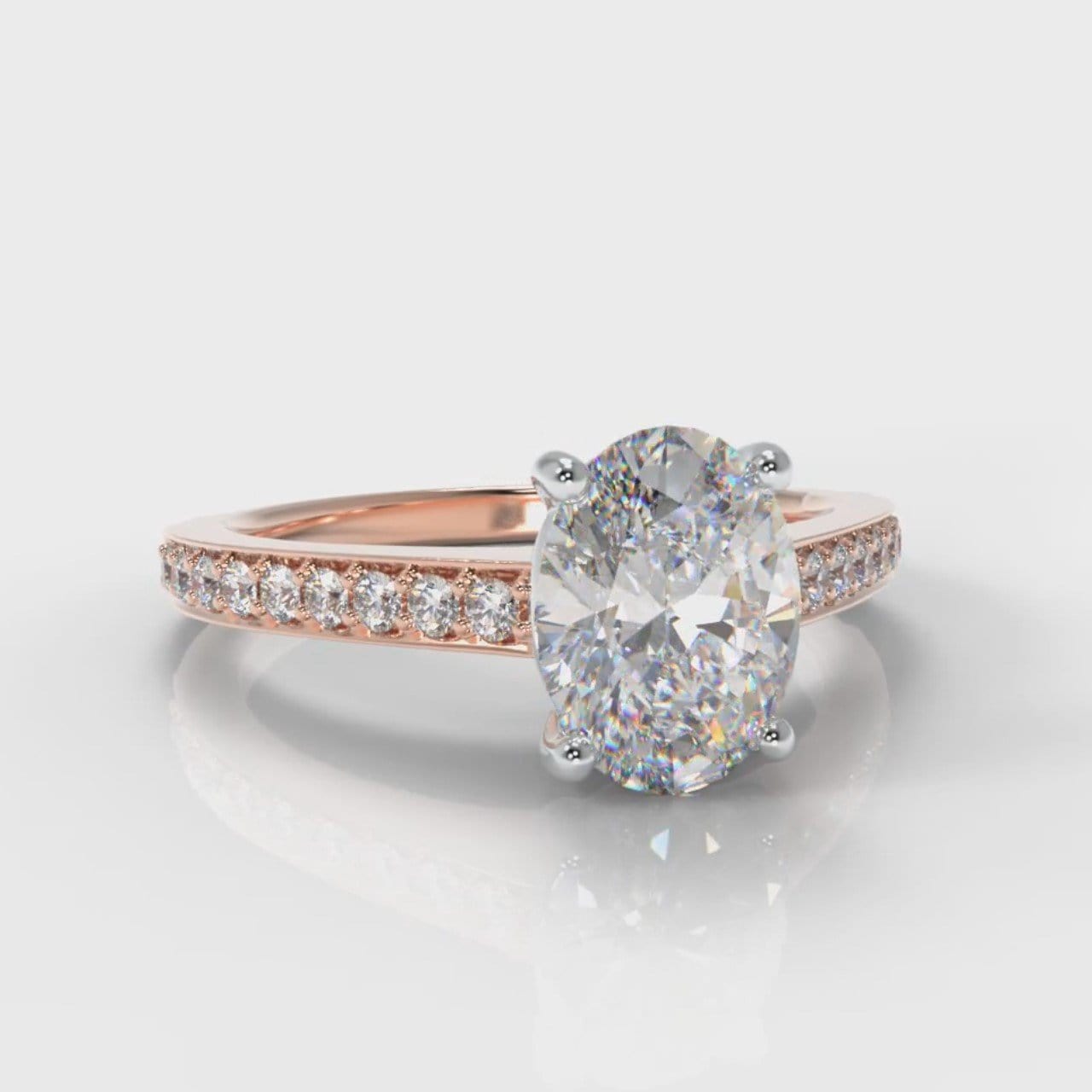 Pavé Oval Diamond Engagement Ring - Rose Gold