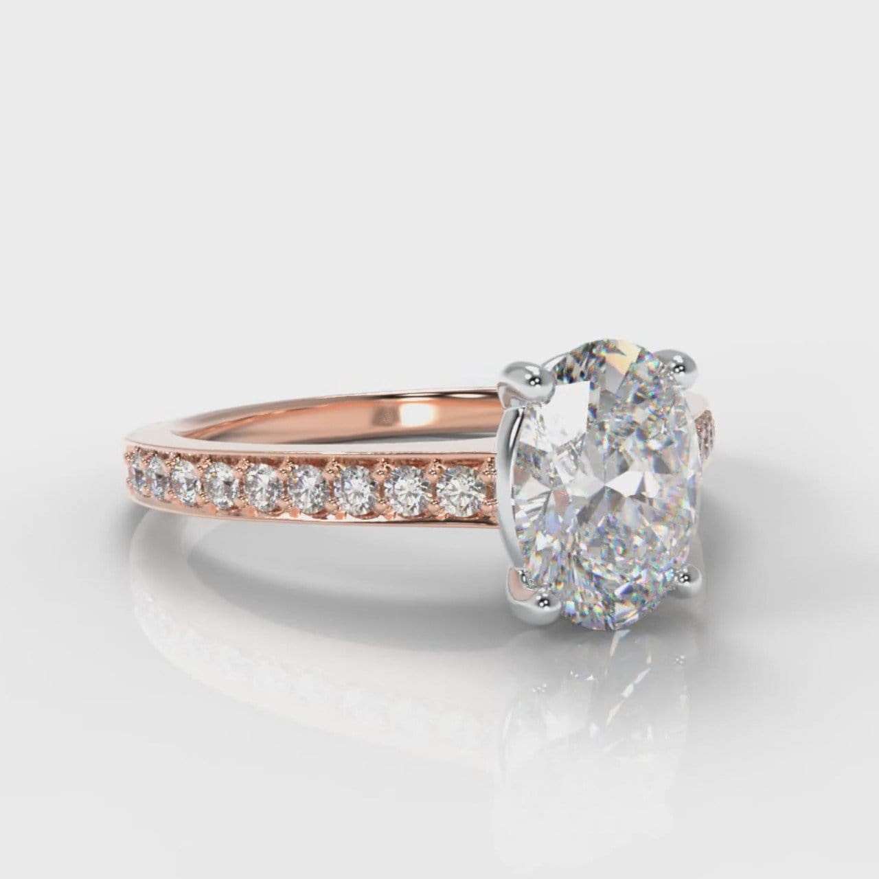 Pavé Oval Diamond Engagement Ring - Rose Gold