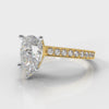 Pavé Pear Diamond Engagement Ring - Yellow Gold