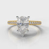Pavé Pear Diamond Engagement Ring - Yellow Gold