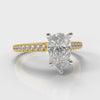 Pavé Pear Diamond Engagement Ring - Yellow Gold