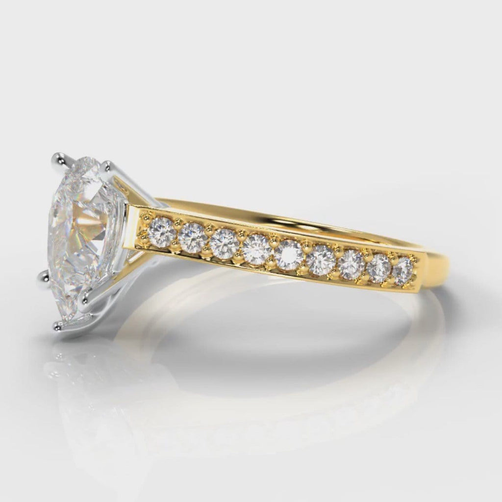Pavé Pear Diamond Engagement Ring - Yellow Gold