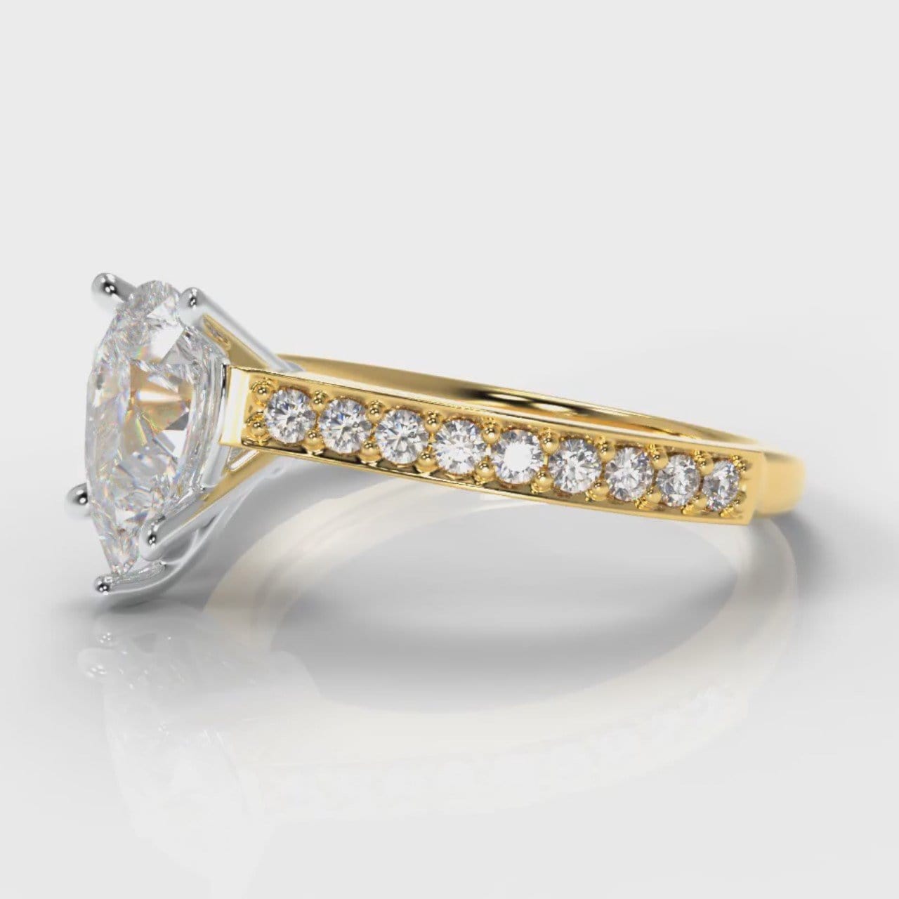 Pavé Pear Diamond Engagement Ring - Yellow Gold