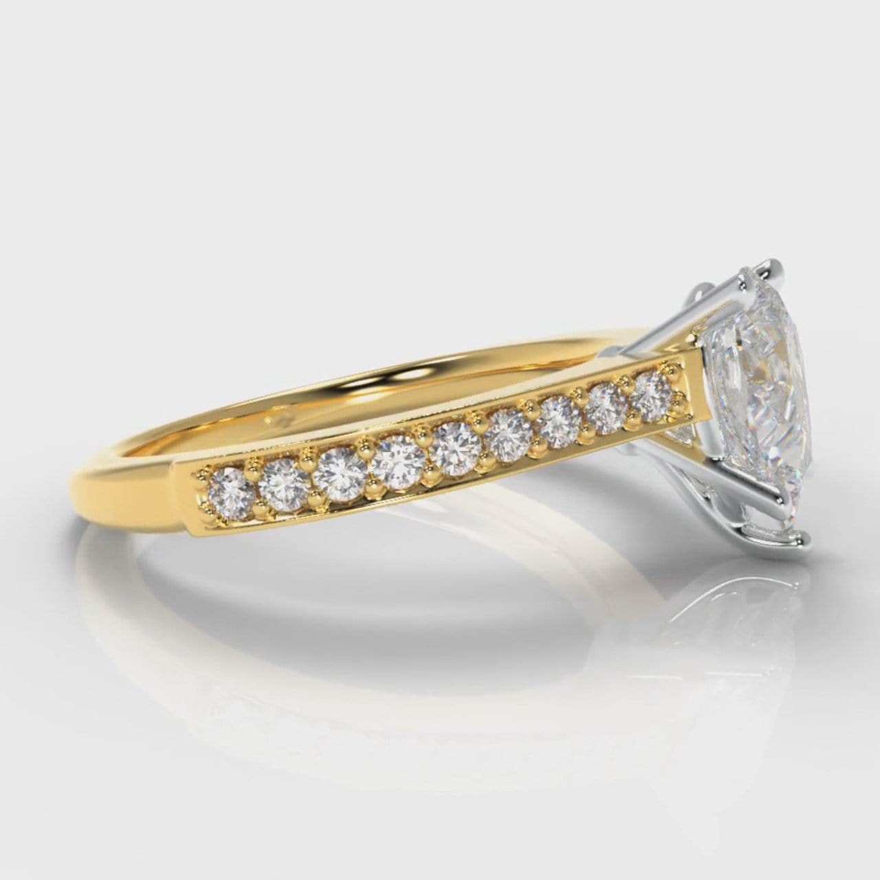 Pavé Pear Diamond Engagement Ring - Yellow Gold