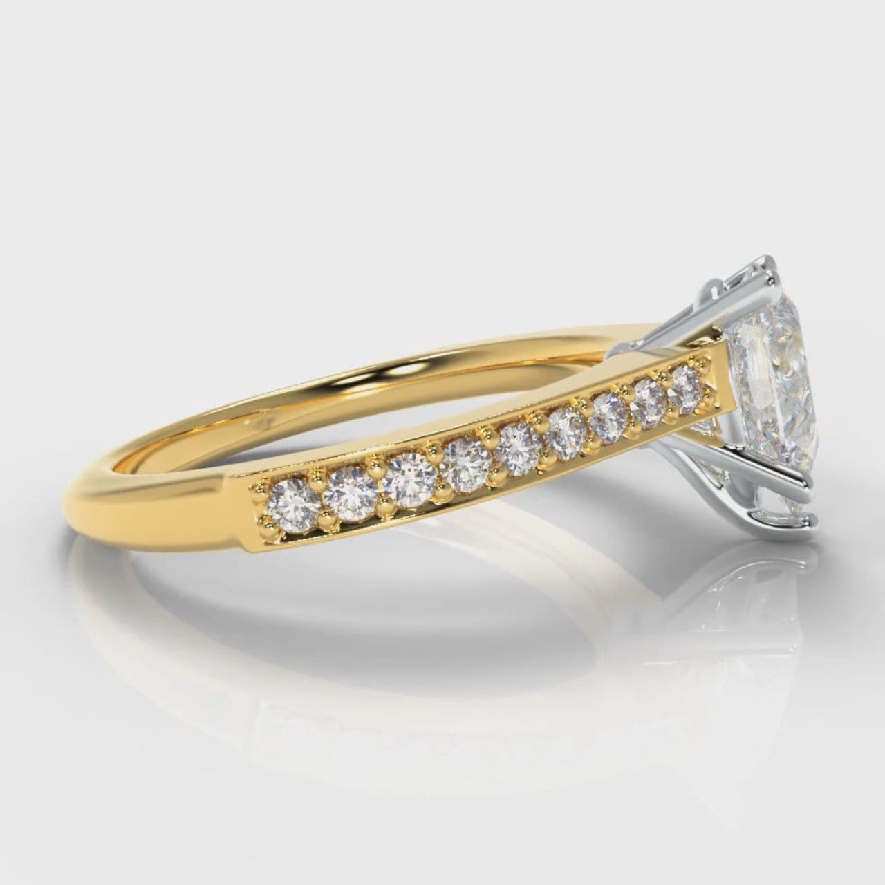 Pavé Pear Diamond Engagement Ring - Yellow Gold