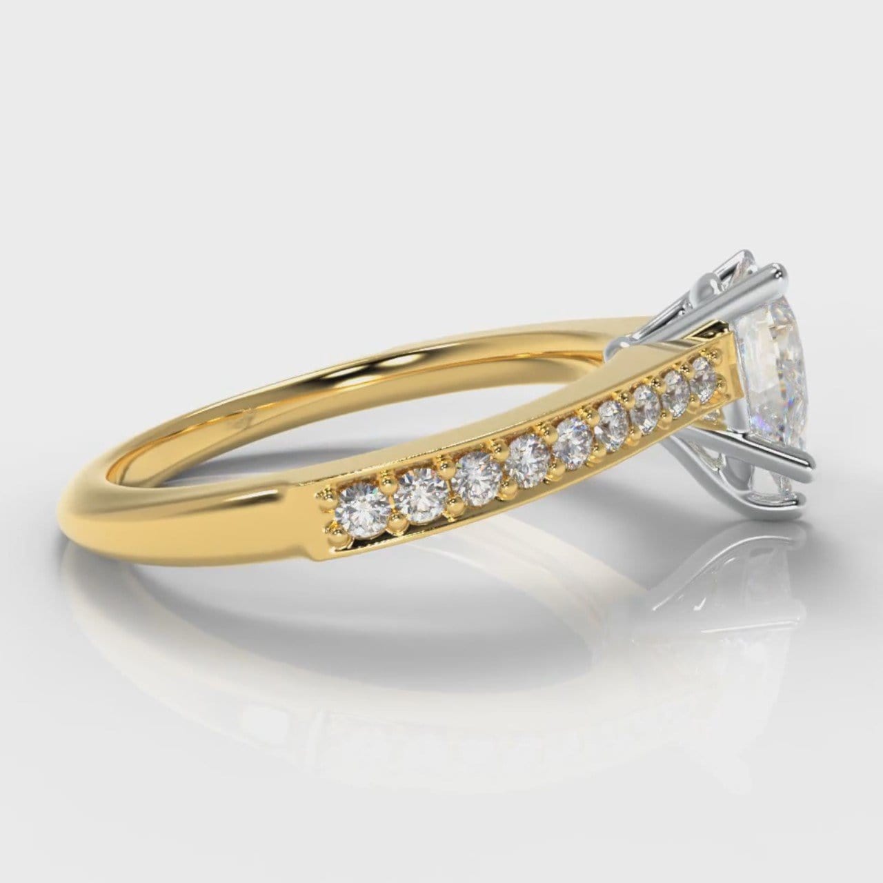 Pavé Pear Diamond Engagement Ring - Yellow Gold