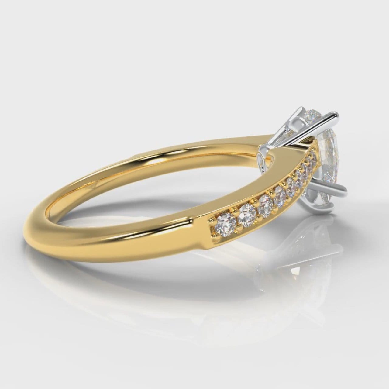 Pavé Pear Diamond Engagement Ring - Yellow Gold