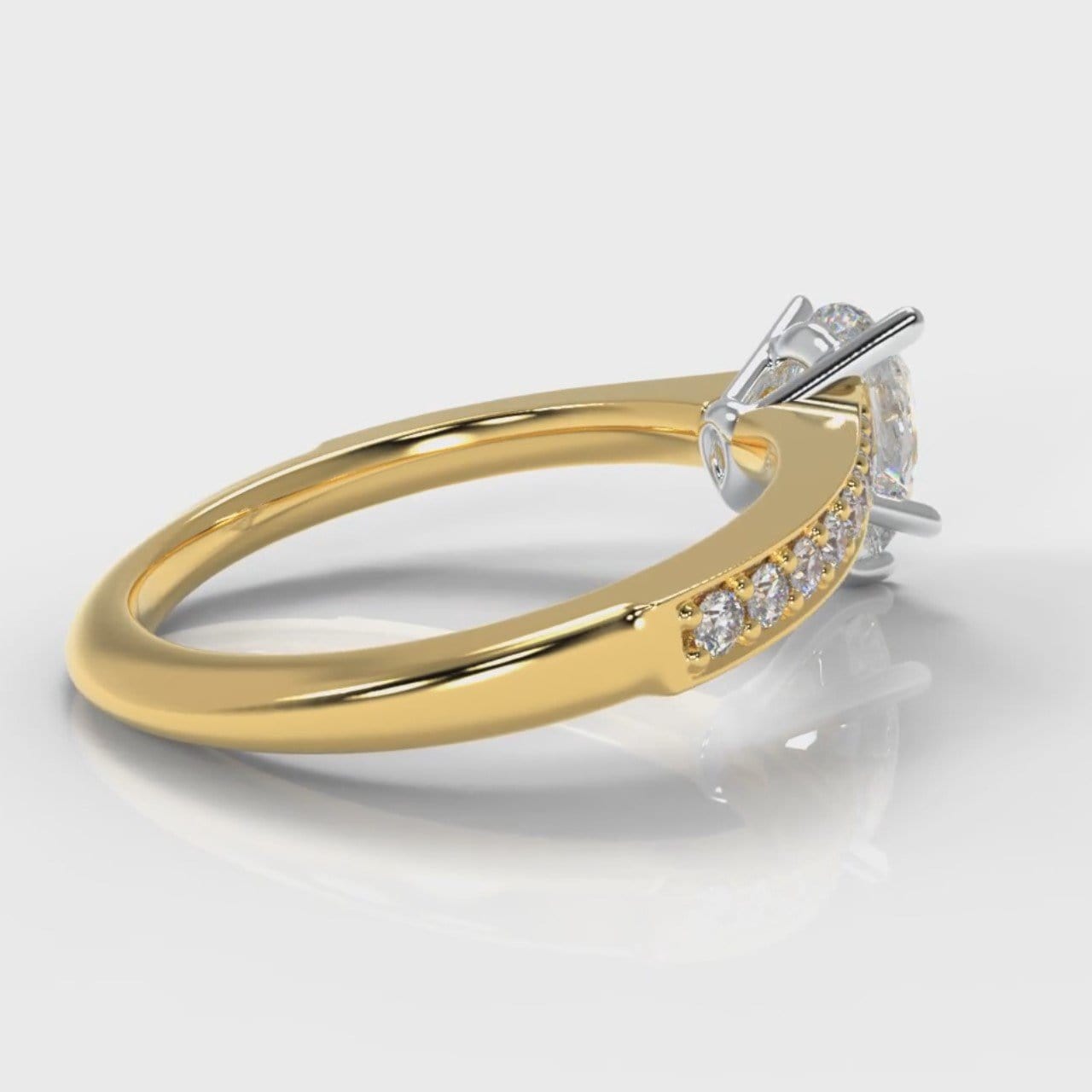 Pavé Pear Diamond Engagement Ring - Yellow Gold