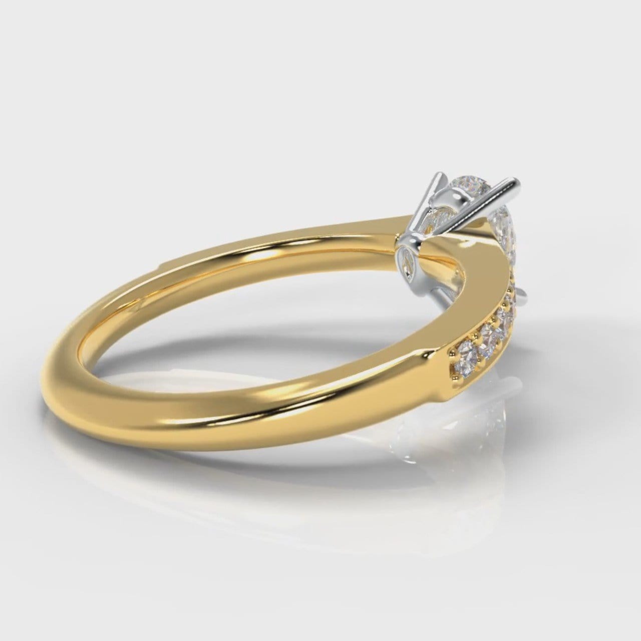 Pavé Pear Diamond Engagement Ring - Yellow Gold